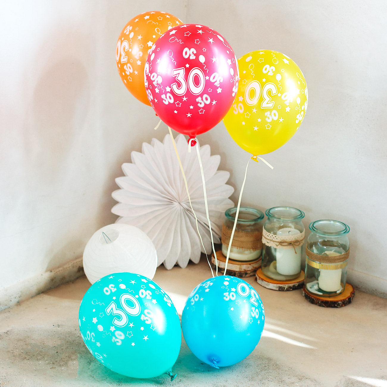 5 Ballons mit 30 bedruckt