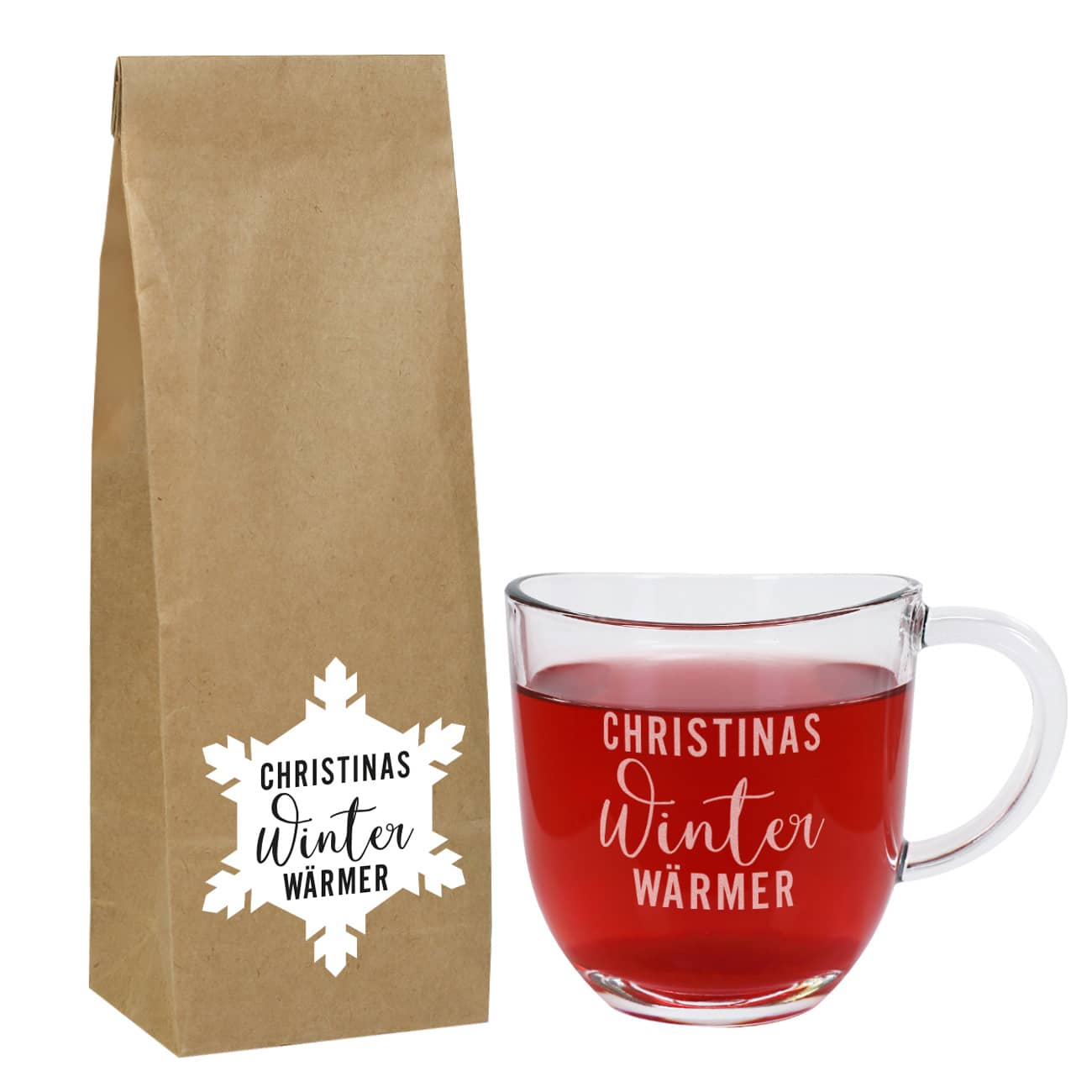 Tee-Set - Winter Wärmer - mit graviertem Teeglas und Teepäckchen