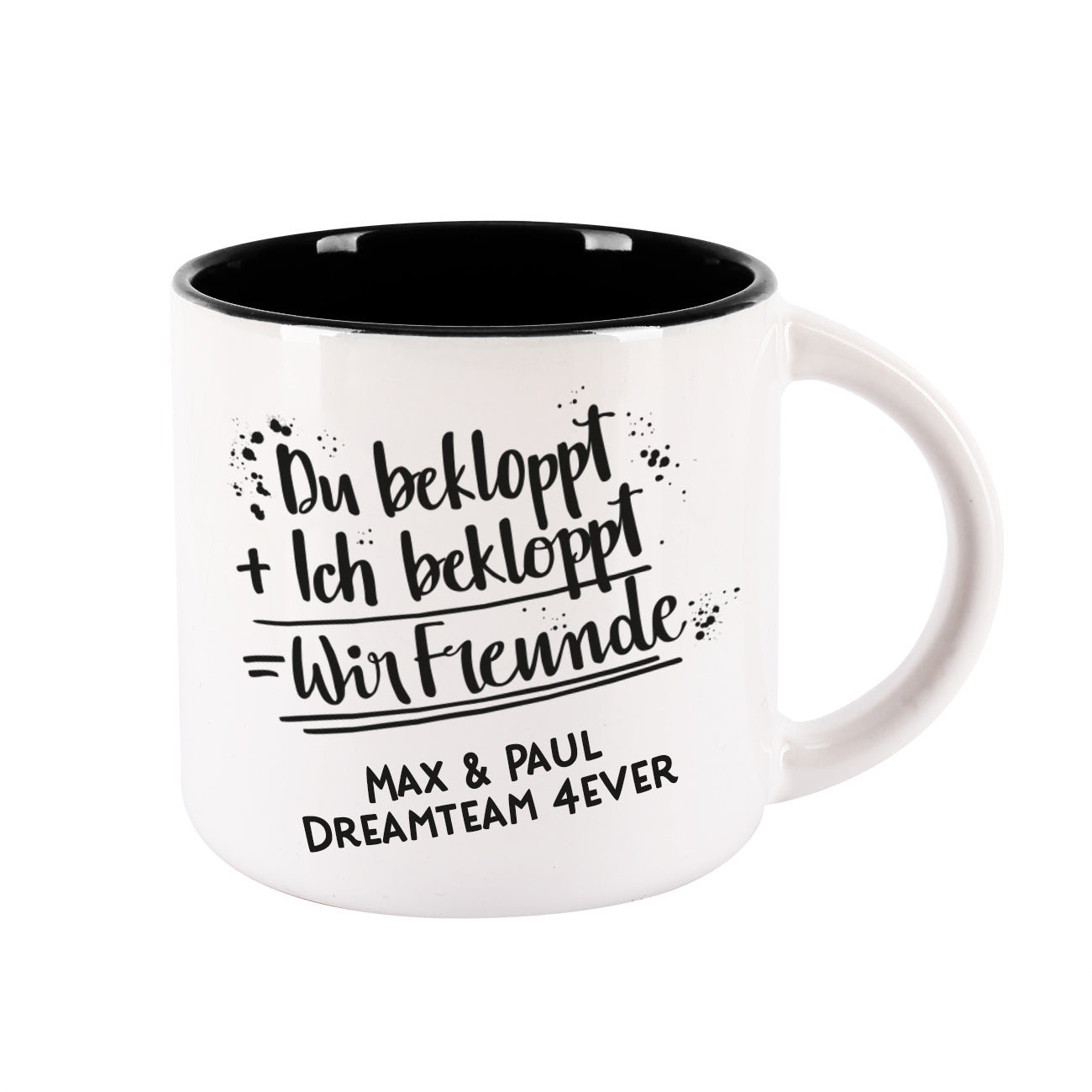 Freundegeschenk - Du bekloppt, Ich bekloppt, Wir Freunde - großer Kaffeepott