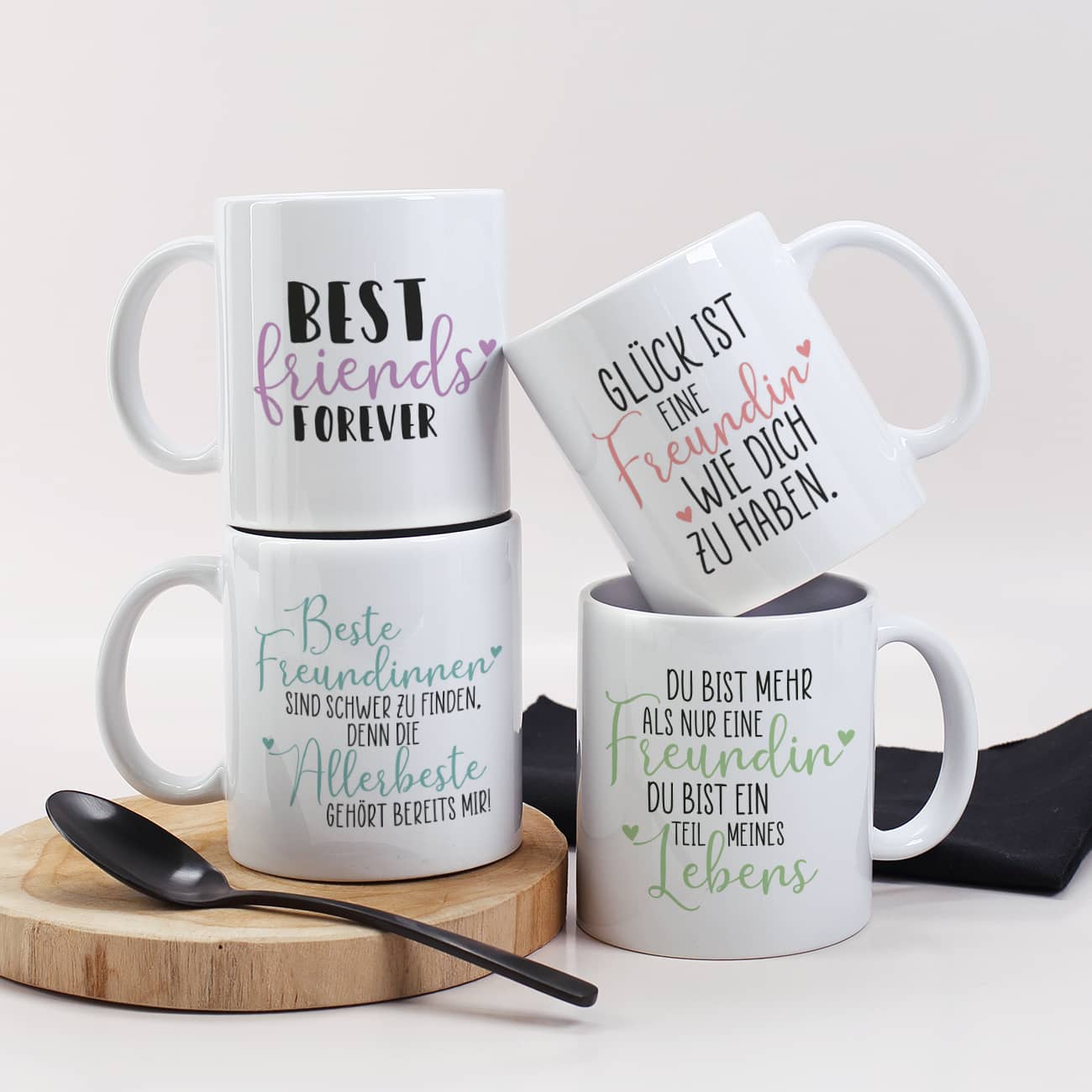 Beste Freundinnen Tasse mit auswählbaren Figuren und Sprüchen
