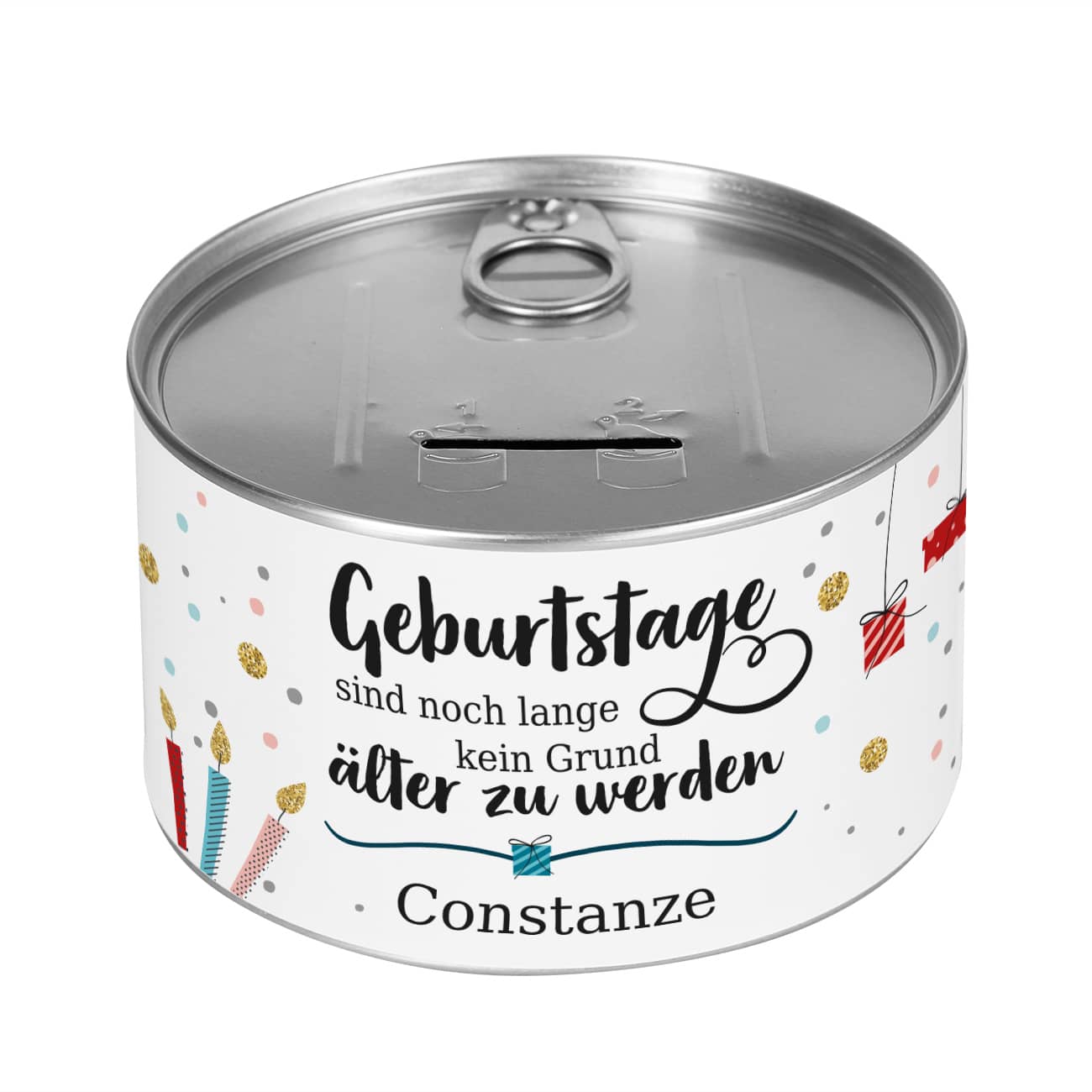 Personalisierte Aufreißspardose zum Geburtstag
