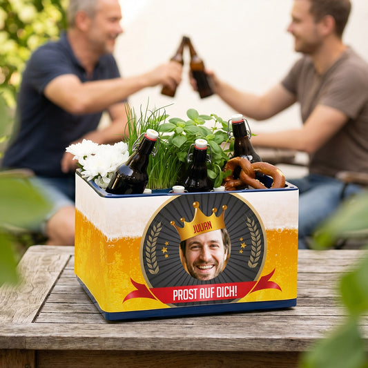 Bedruckte Bierkasten-Banderole mit Foto und Wunschtext