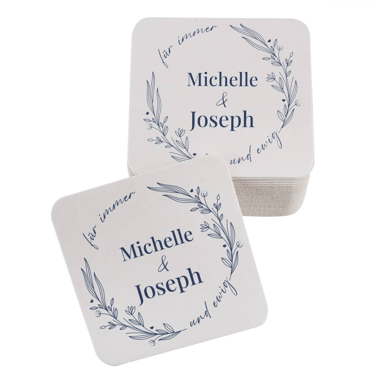 Untersetzer aus Pappe zur Hochzeit mit Personalisierung