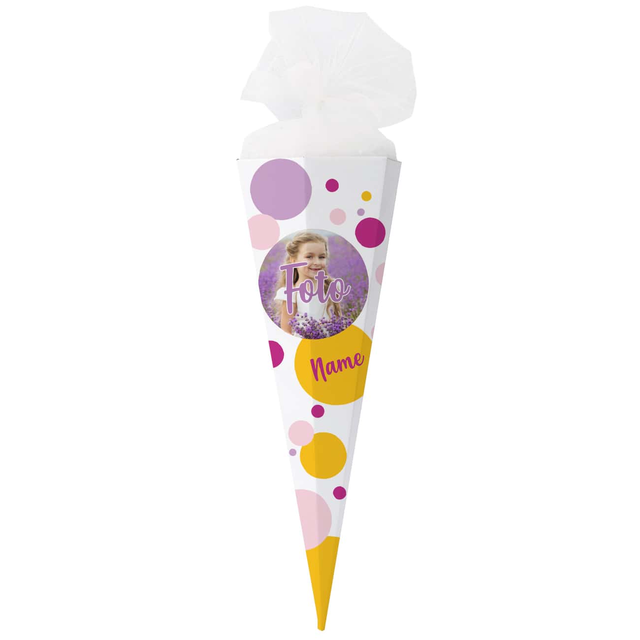 Schultüte für Mädchen mit Foto und Name