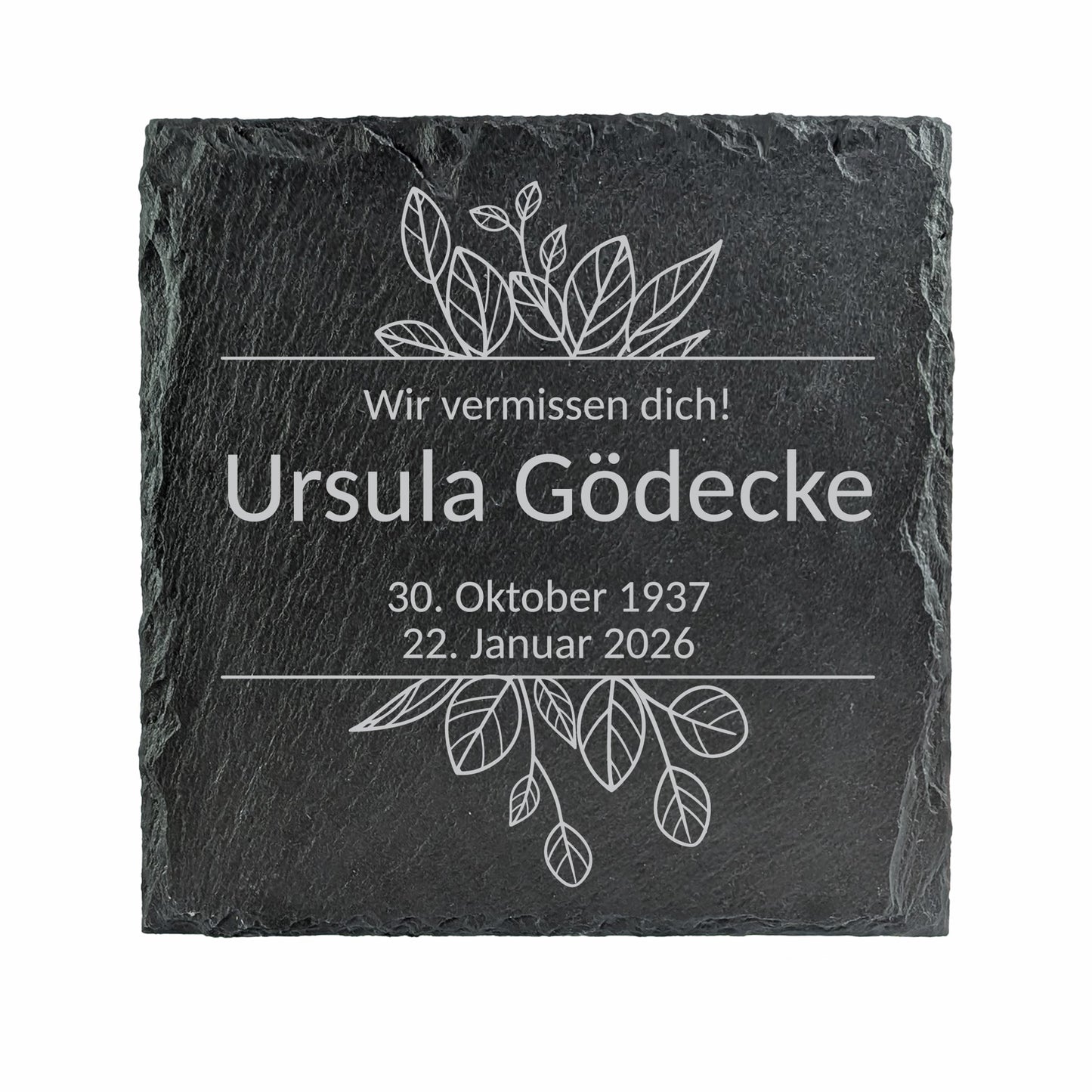 Freigestelltes Produktbild der Tafel mit Beispieltext auf weißem Hintergrund