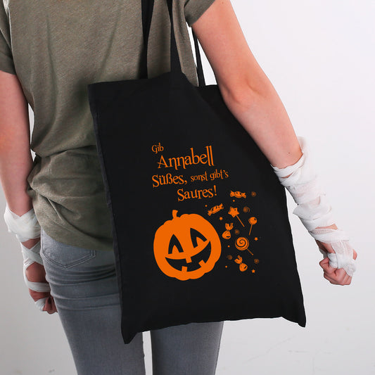Halloween Süßigkeiten Beutel personalisierbar mit Name | Süßes sonst gibt´s Saures