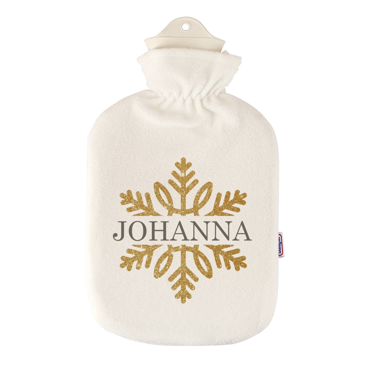 Weihnachtsgeschenk - Wärmflasche mit Schneeflocke in Goldoptik
