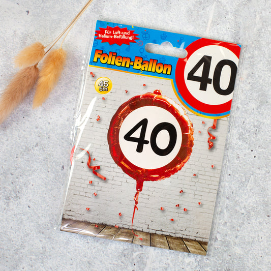 Folienballon Verkehrsschild 40 | Luftballon zum 40. Geburtstag