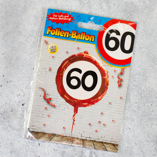 Folienballon Verkehrsschild 60 | Luftballon zum 60. Geburtstag