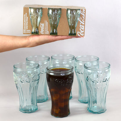 Coca-Cola Gläser Set mit 6 Trinkgläsern und 6 Schnapsgläsern aus recyceltem Glas im Retro Design