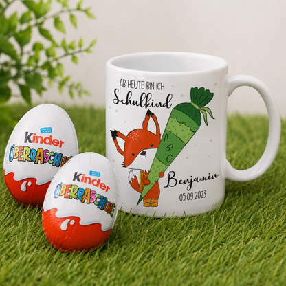 Ab jetzt Schulkind - Tasse mit niedlichem Fuchsmotiv als Geschenk zur Einschulung
