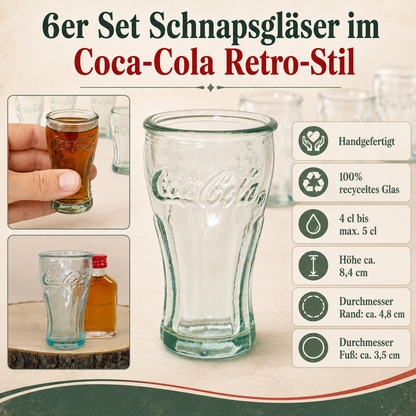 Coca-Cola Glas Set 12-teilig mit Trinkgläsern & Schnapsgläsern | Retro Gläser aus Recyclingglas