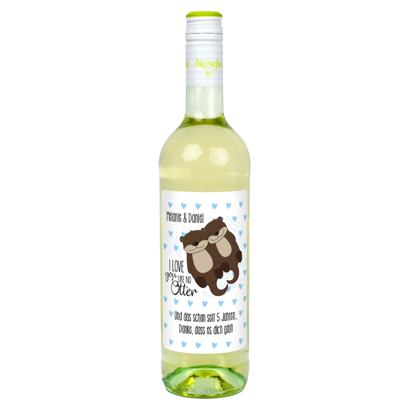 I love you like no Otter Weinflasche mit Namen und Wunschtext | Biorebe
