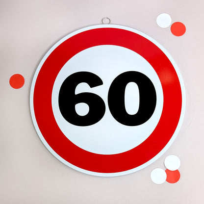 Rundes Blechschild zum Geburtstag & Jubiläum 25 cm im Verkehrsschild Design - Variante 60