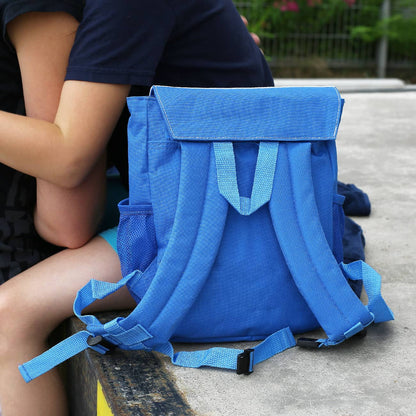 Kinderrucksack blau Rückseite