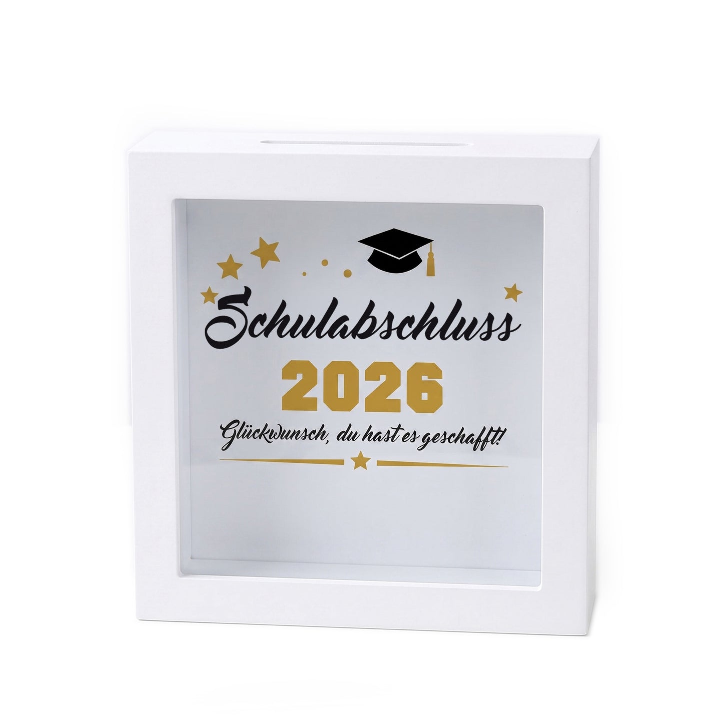 Geldgeschenk Bilderrahmen Spardose zu Schulabschluss, Abitur, Bachelor, Master & Ausbildung