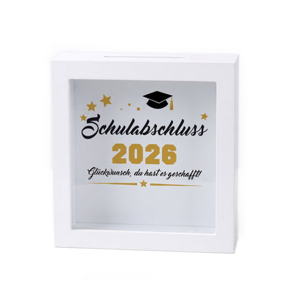 Geldgeschenk Bilderrahmen Spardose zu Schulabschluss, Abitur, Bachelor, Master & Ausbildung