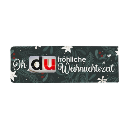 Weihnachtsbanderole für duplo Riegel mit Tannenzweigen, Beeren und Schriftzug „Oh du fröhliche Weihnachtszeit“