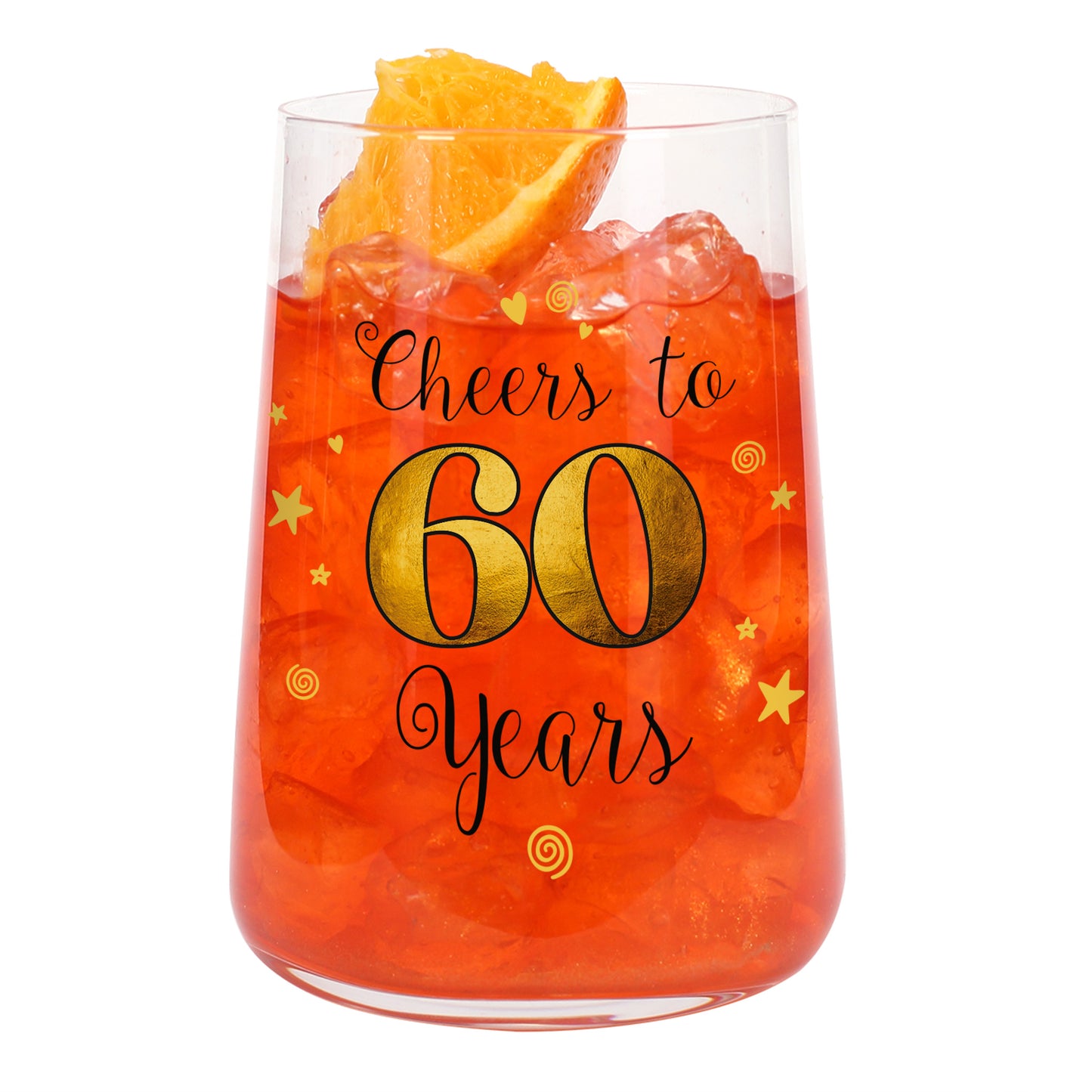 Spritz Glas zum 60. Geburtstag mit goldener 60 und festlichem Design