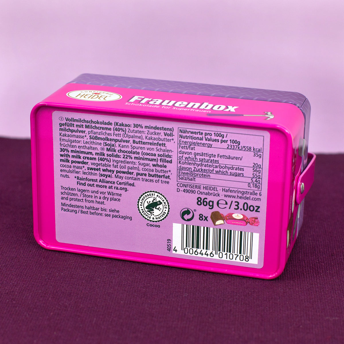 Frauenbox aus Blech mit Tragegriff und Werkzeug Motiven als Geschenk für Frauen