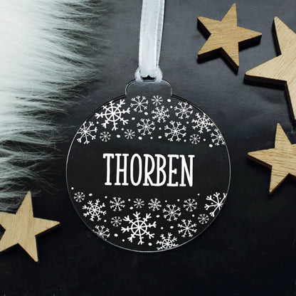 Transparenter Christbaumanhänger mit Name personalisiert