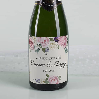 Flaschenaufkleber zur Hochzeit auf Flasche