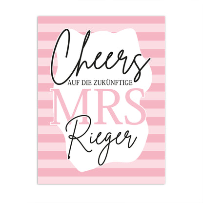 10er Pack Personalisierte Flaschenetiketten für den JGA 9x12cm | Auf die zukünftige Mrs.