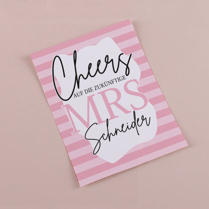 10er Pack Personalisierte Flaschenetiketten für den JGA 9x12cm | Auf die zukünftige Mrs.