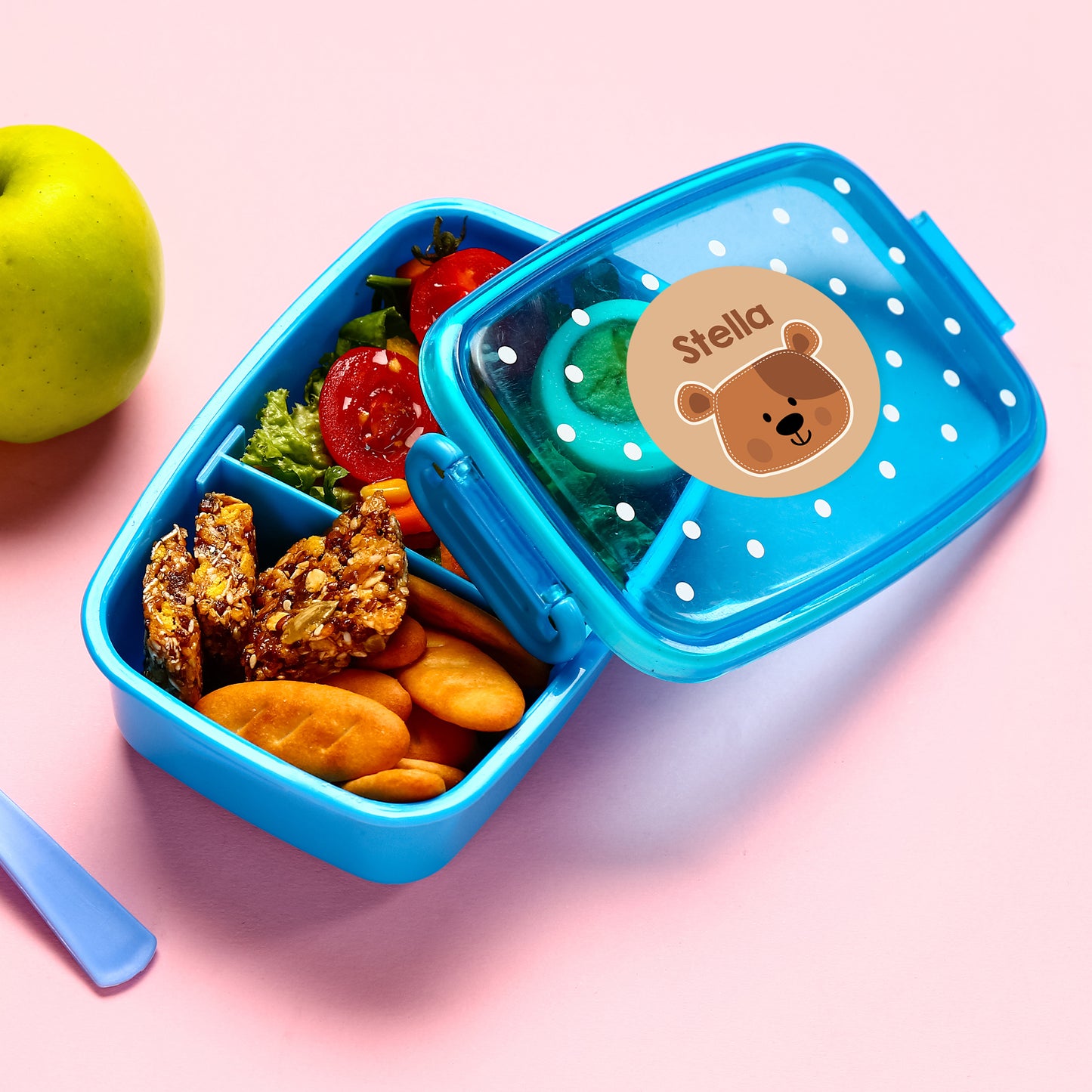 Namensaufkleber mit Bär Motiv und Name personalisiert | 84 Sticker für Kindergarten, Kita und Schule