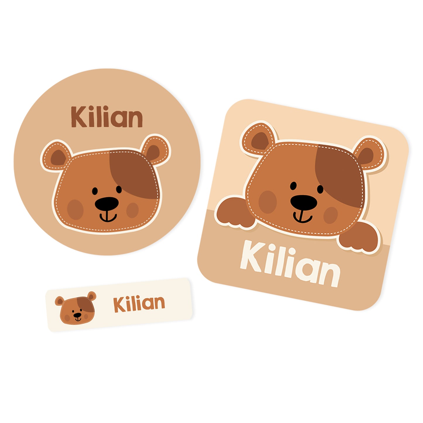 Namensaufkleber mit Bär Motiv und Name personalisiert | 84 Sticker für Kindergarten, Kita und Schule