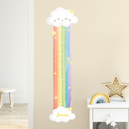 Wandtattoo Messlatte Regenbogen mit Namensaufdruck für Kinderzimmer