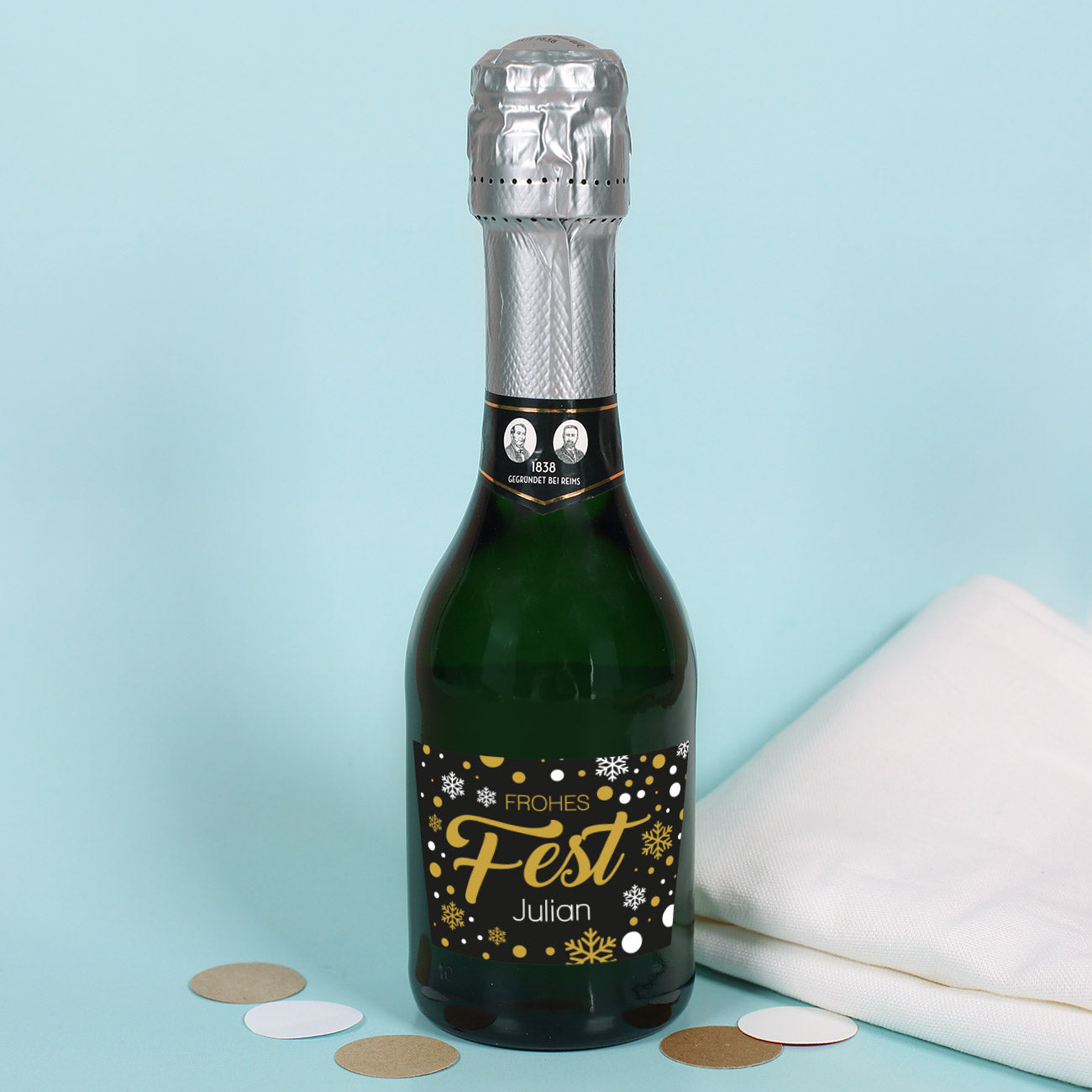 Sekt zu Weihnachten mit Wunschname