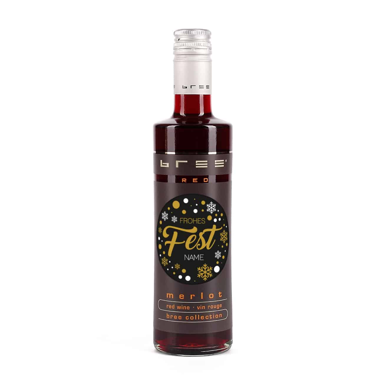 Frohes Fest - kleine BREE Weinflasche mit Name