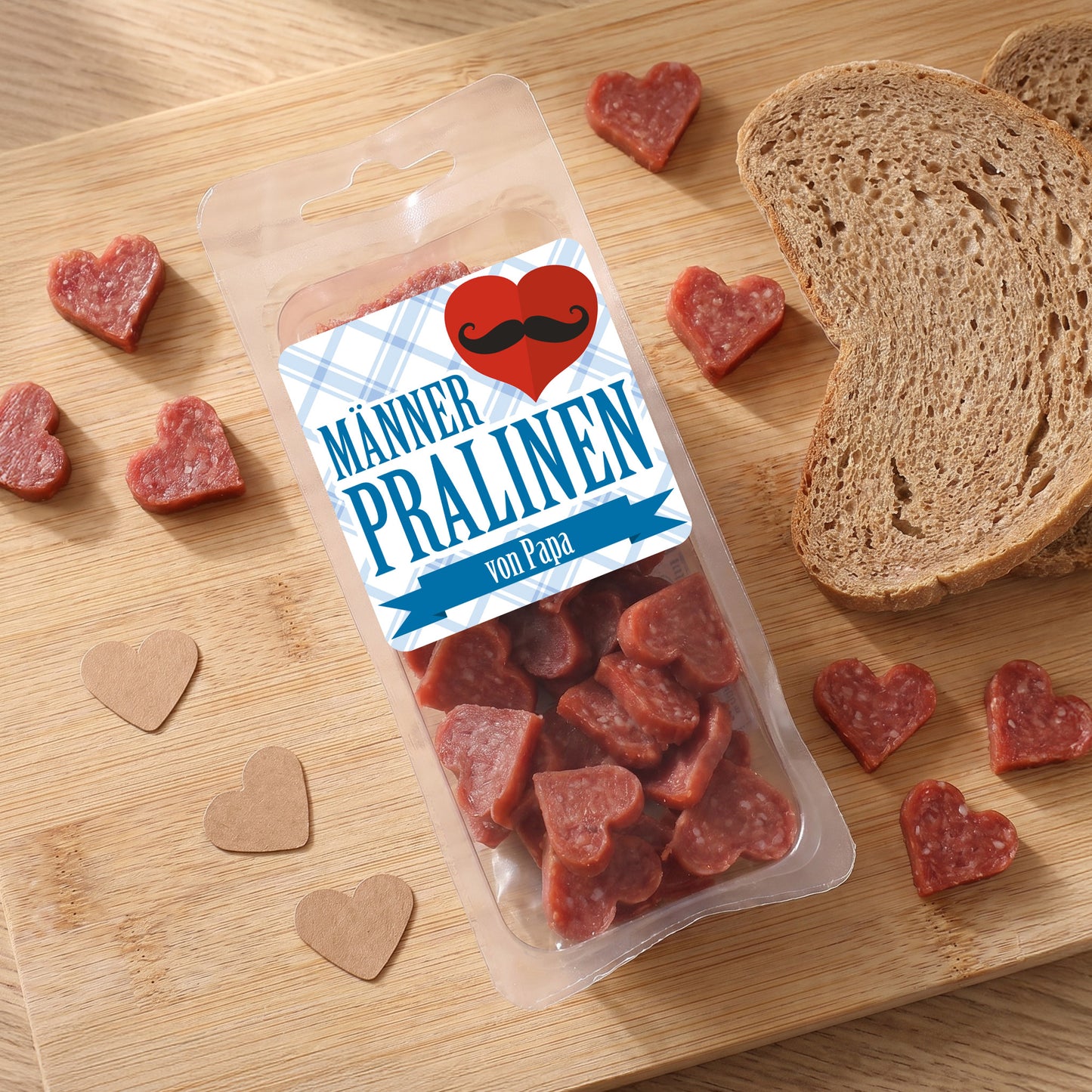 Salamiherzen zum Vatertag mit Wunschname
