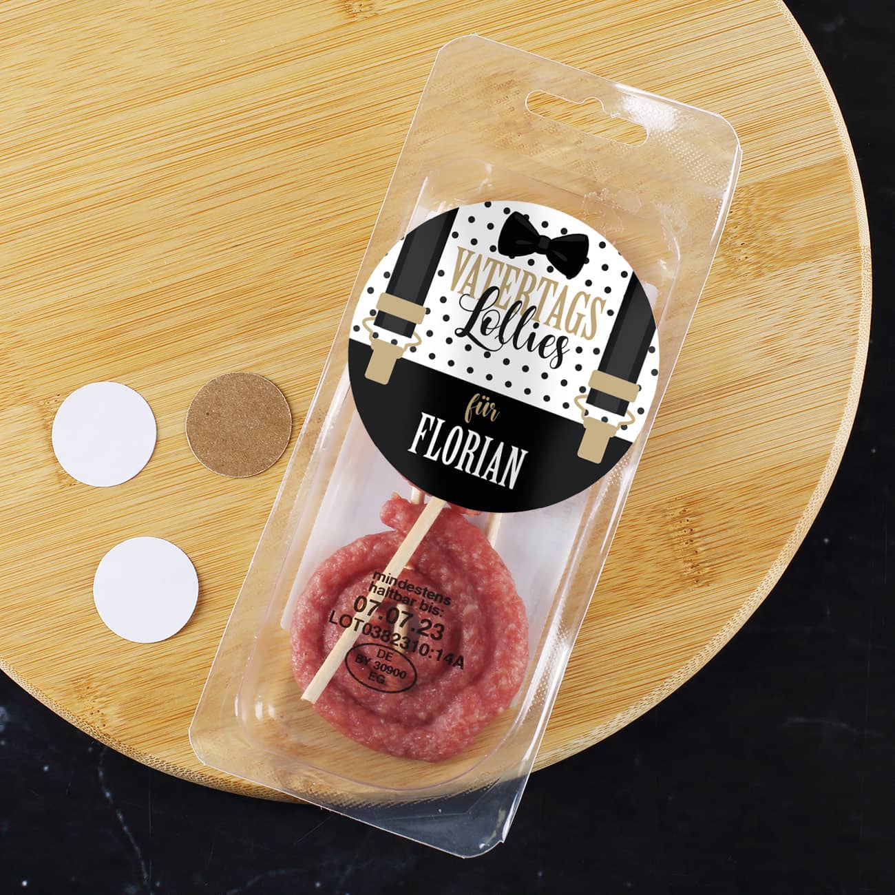 Vatertagspralinen Mini Salami Lollies mit Name