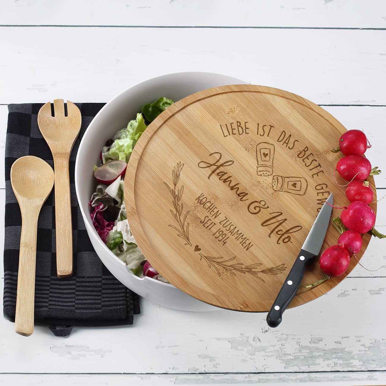 Liebe ist das beste Gewürz - XXL Salatschüssel zur Hochzeit oder zum Einzug