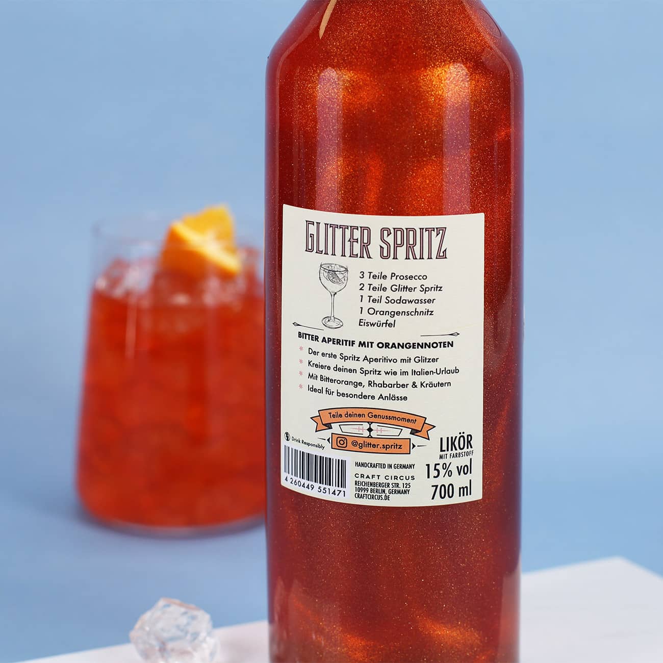 Rückseite der Flasche