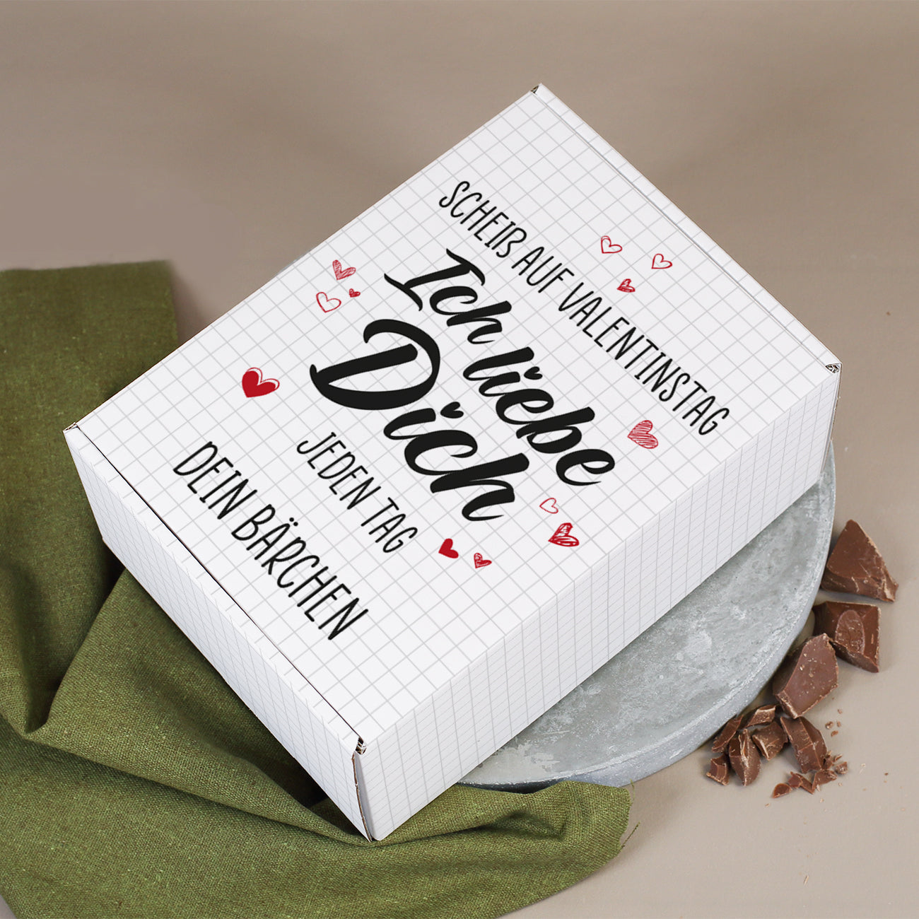 Whisky Set zum Valentinstag mit Glas und Schokolade