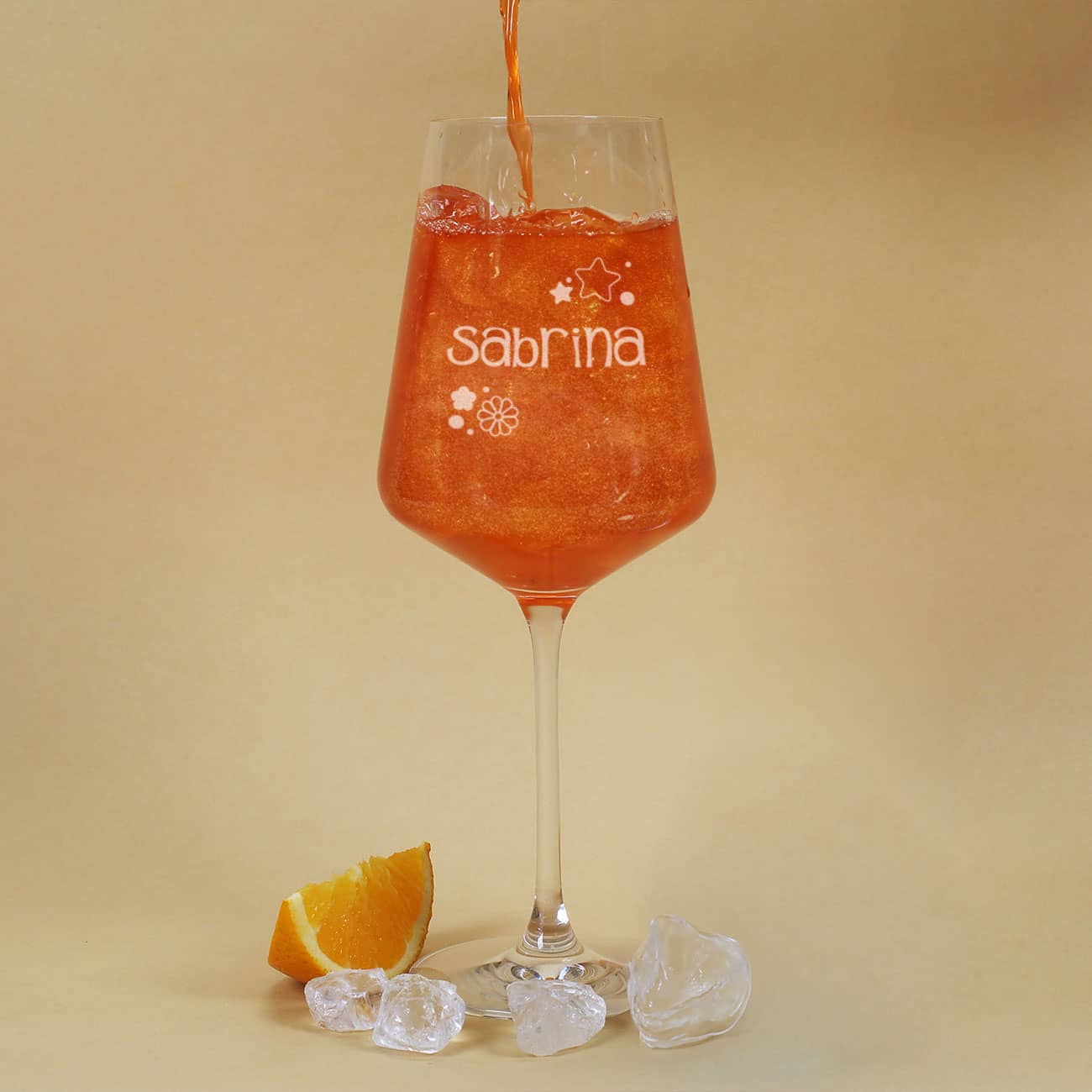 70er Jahre Flower Power - Glitter Spritz Geschenkset mit Name, Anlass und Wunschtext personalisiert