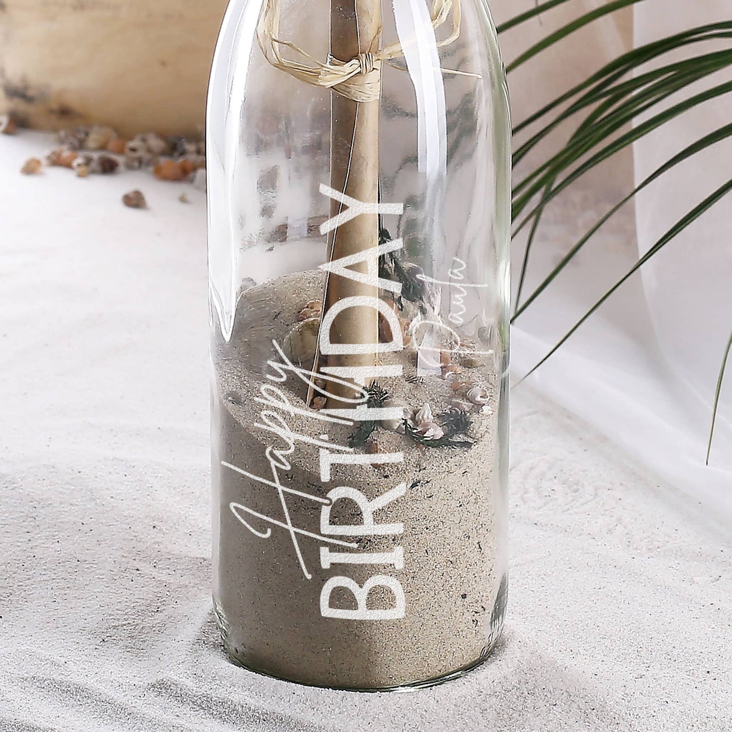 Happy Birthday - Flaschenpost graviert mit Name zum Geburtstag