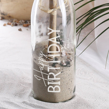 Happy Birthday - Flaschenpost graviert mit Name zum Geburtstag