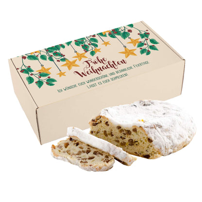 Personalisierte Geschenkbox mit Rosinenstollen zu Weihnachten