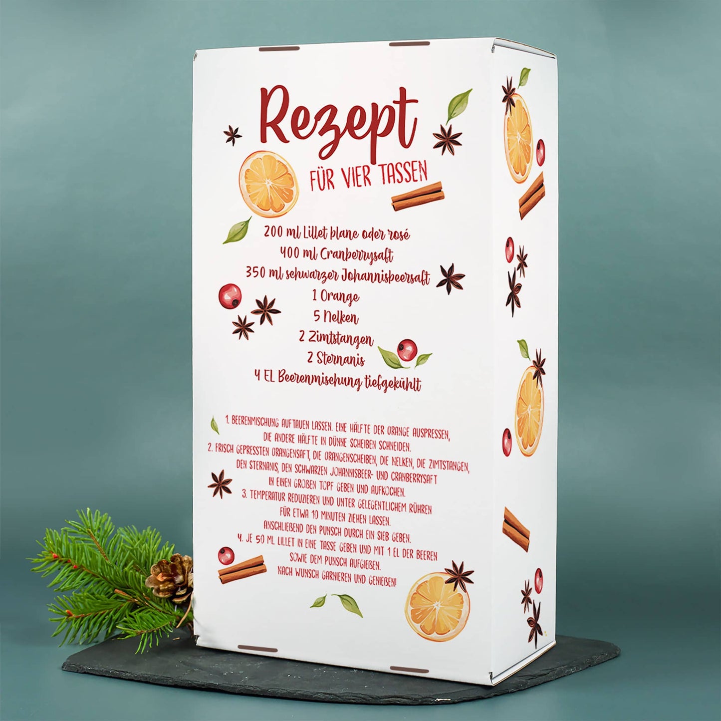 Rückseite mit Rezept bedruckt