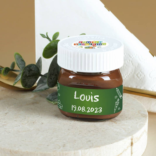 Personalisierte Mini Nutella Gläser zur Einschulung