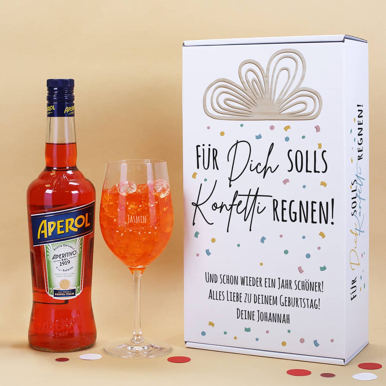 Geschenkset zum Geburtstag mit personalisiertem Wunschtext und Name