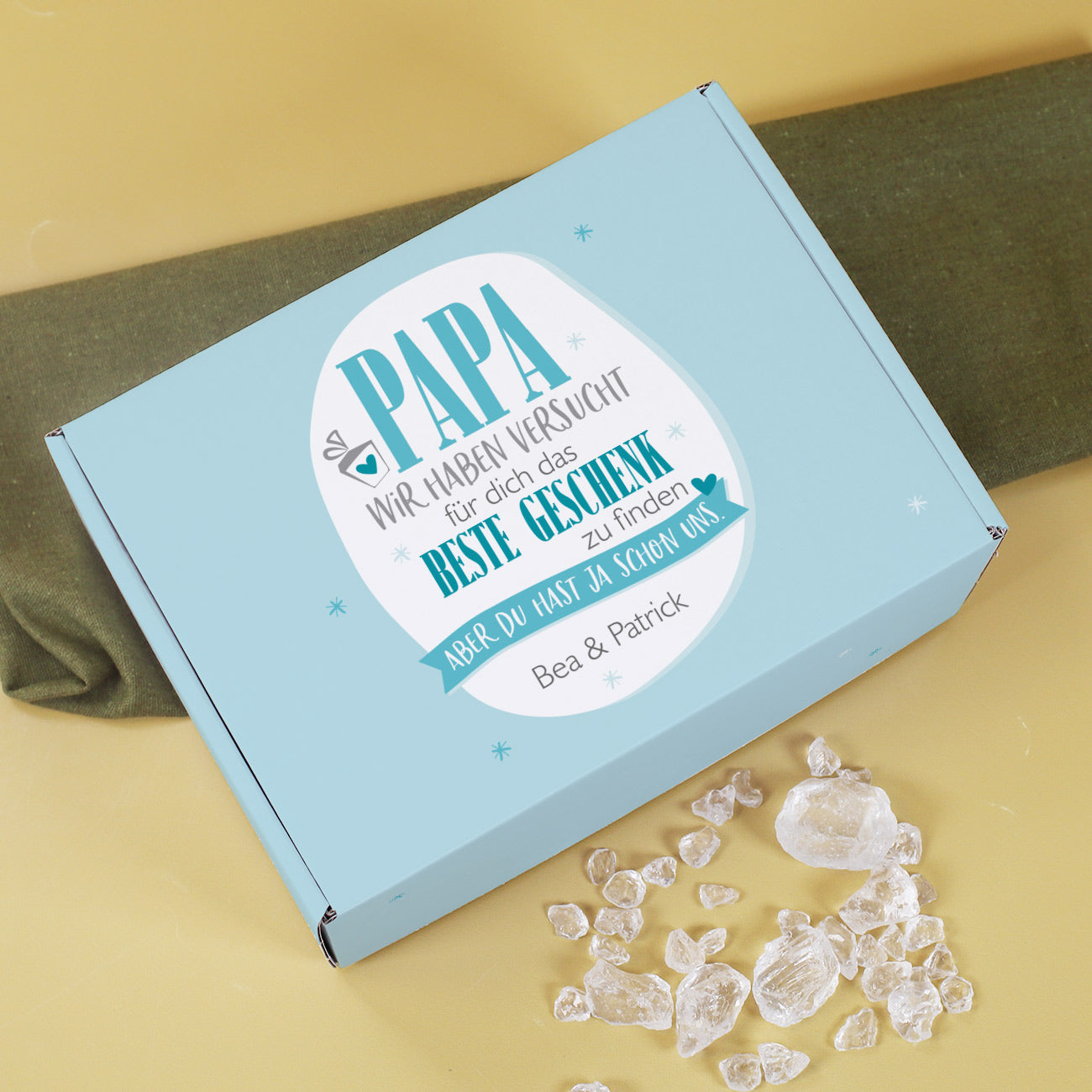 Geschenkset mit personalisierter Geschenkbox und Whiskyglas für Papa zum Vatertag