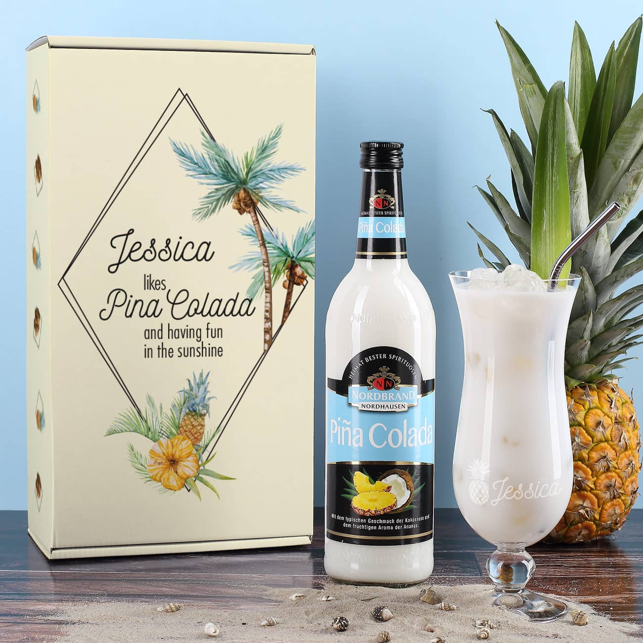 Cocktail Set mit Geschenkverpackung, Flasche und Glas
