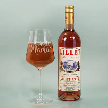Lillet Rosé mit hochwertig gravierten Weinglas von Leonardo