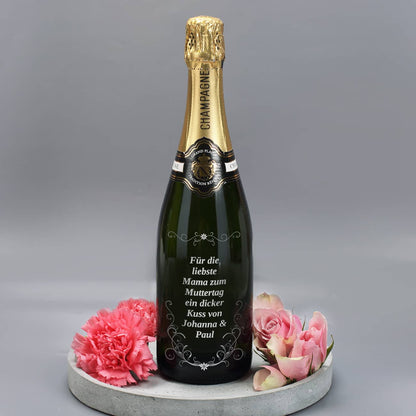 Edler Champagner mit frei wählbarem Wunschtext zum Muttertag