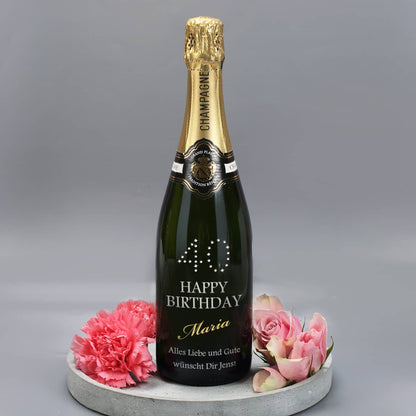 Champagnerflasche zum 40. Geburtstag MADE WITH SWAROVSKI® ELEMENTS